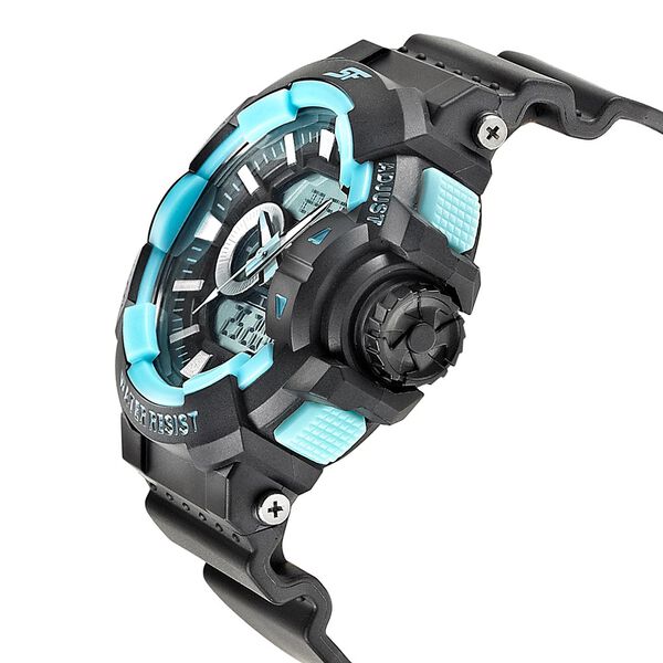 SF Quartz Analog Digital Black Dial PU Strap Watch for Men - image number 2