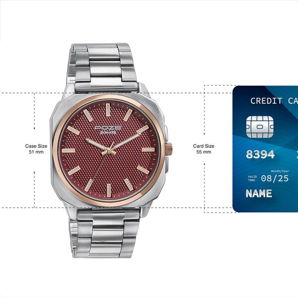 Sonata Poze Quartz Analog Red Dial Silver Metal Strap Watch For Men - image number 3