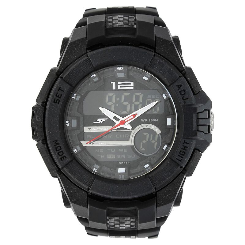 Buy Online SF Quartz Analog Digital Black Dial Plastic Strap Watch