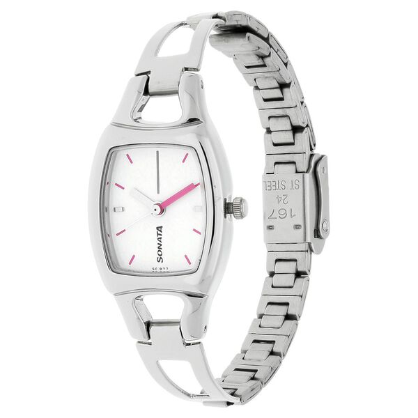 Sonata Quartz Analog White Dial Stainless Steel Strap Watch for Women - image number 1