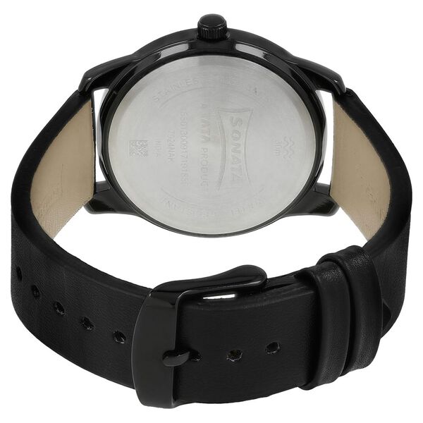 Sonata Quartz Analog with Date Anthracite Dial Leather Strap Watch for Men - image number 4