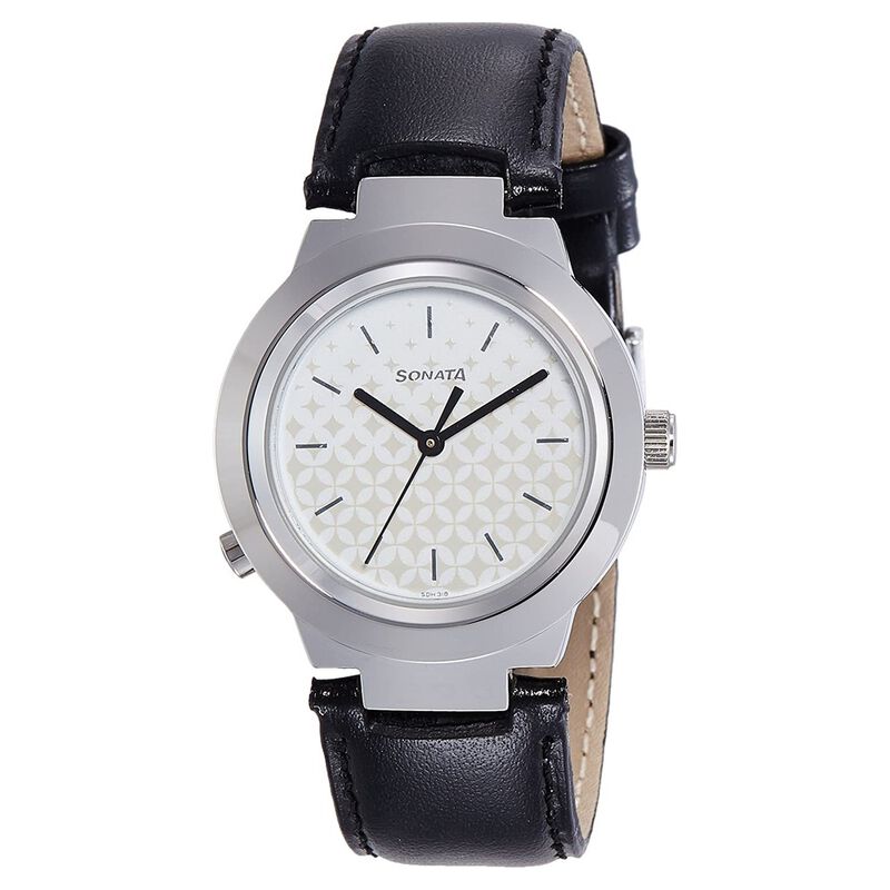 Sonata Act Safety Watch White Dial Women Watch With Leather Strap - image number 0