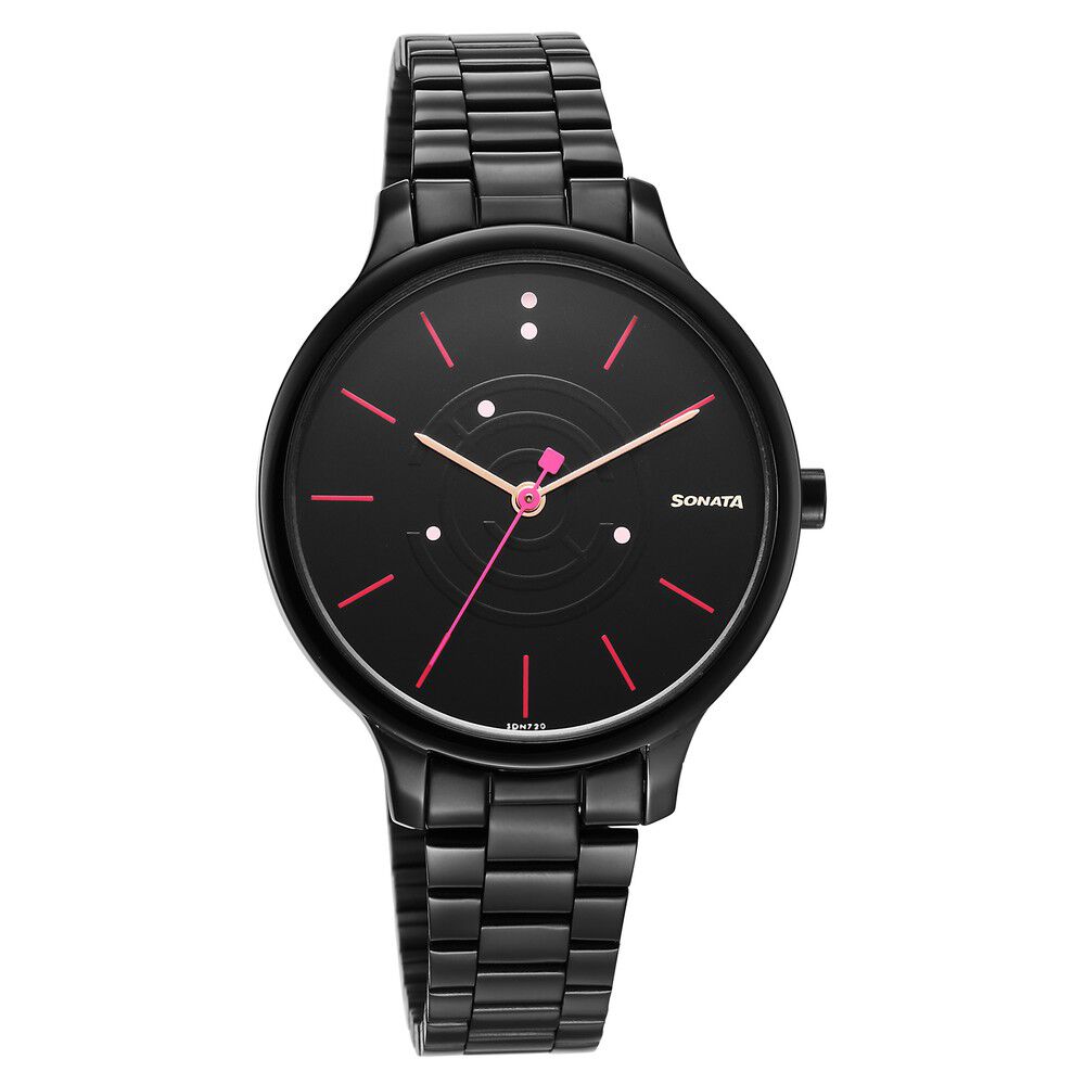 Sonata ladies watch black store
