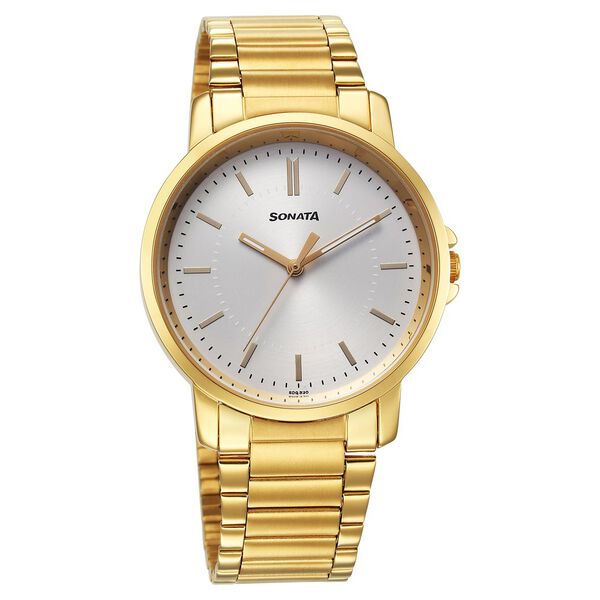 Sonata Traditional Essentials Quartz Analog Silver Dial Stainless Steel Strap Watch for Men - image number 0