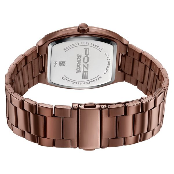 Poze By Sonata Quartz Analog Brown Dial Brown Metal Strap Watch For Men - image number 6