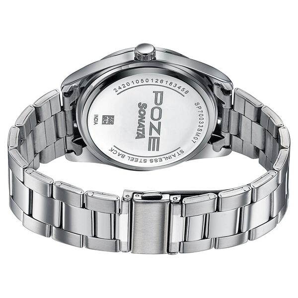 Poze By Sonata Quartz Analog Green Dial Silver Stainless Steel Strap Watch For Men - image number 6