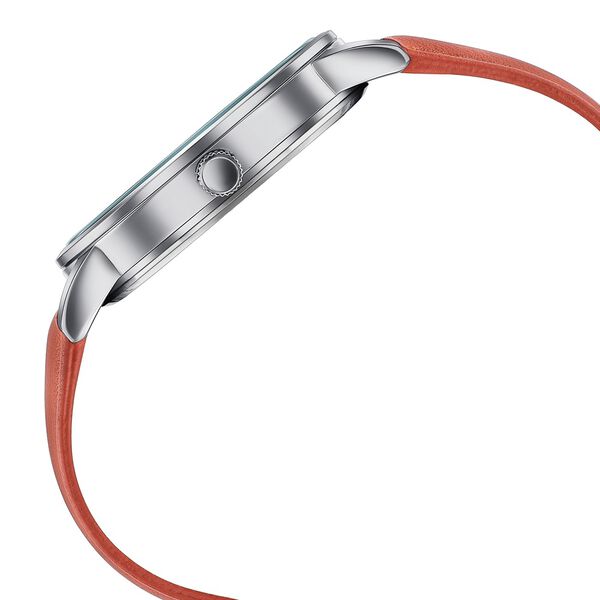 Poze By Sonata Quartz Analog Orange Dial Orange Leather Strap Watch For Men - image number 5