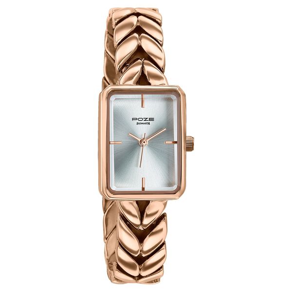 Poze By Sonata Quartz Analog Silver Dial Rose Gold Metal Strap Watch For Women - image number 2