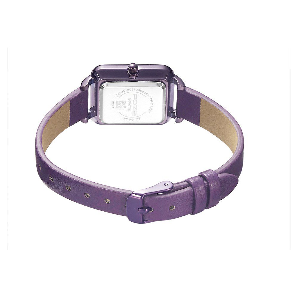 Poze by Sonata Quartz Analog Purple Dial PU Leather Strap Watch