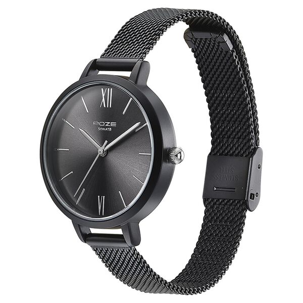 Sonata Poze Quartz Analog Grey Dial Mesh Strap Watch for Women - image number 3