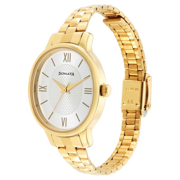 Sonata Classic�Gold Silver Dial Metal Strap Watch for Women - image number 1