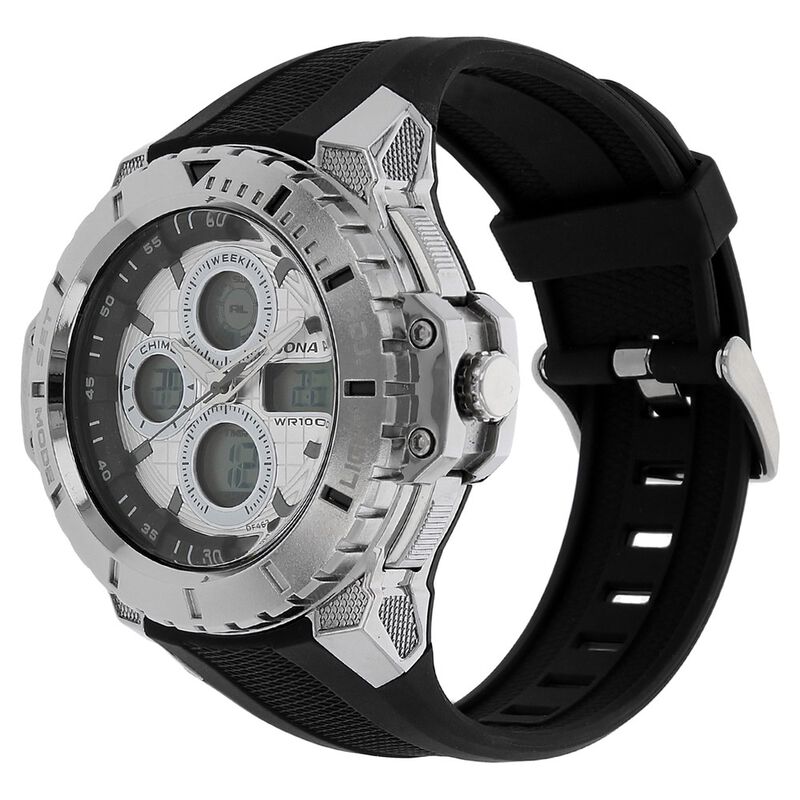 SF Quartz Analog Digital Silver Dial Plastic Strap Watch for Men - image number 1