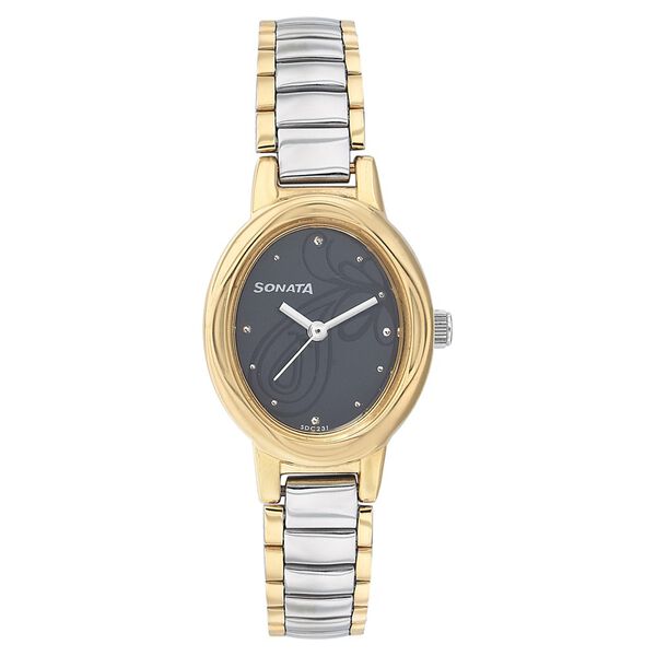 Sonata Quartz Analog Black Dial Stainless Steel Strap Watch for Women - image number 0