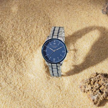 Sonata Poze Quartz Analog Blue Dial Stainless Steel Strap Watch For Men