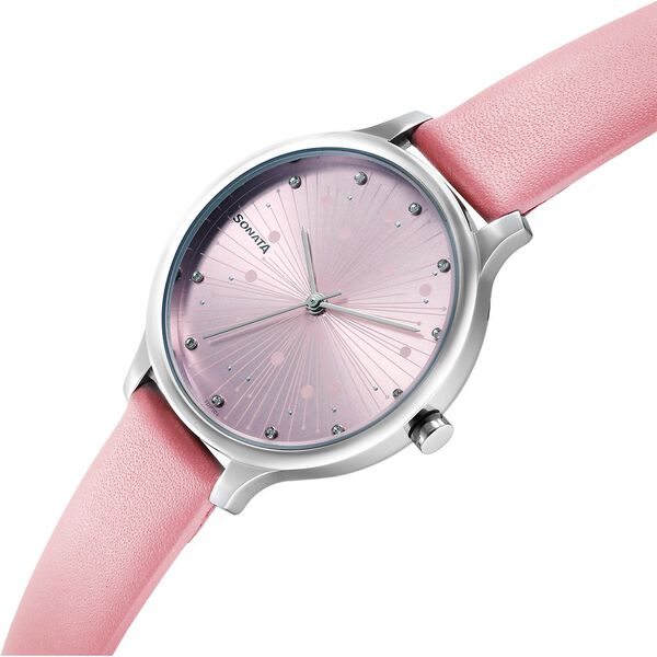 Sonata Blush Quartz Analog Pink dial Leather Strap Watch for Women - image number 2