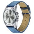 Sonata Poze Quartz Analog Silver Dial Blue Denim Leather Strap Watch For Men - image number 4