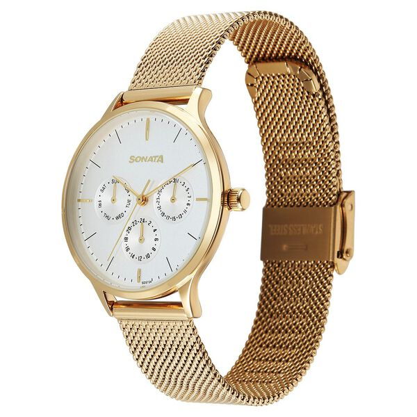 Sonata Festive Quartz Multifunction Silver Dial Metal Strap Watch For Women - image number 1