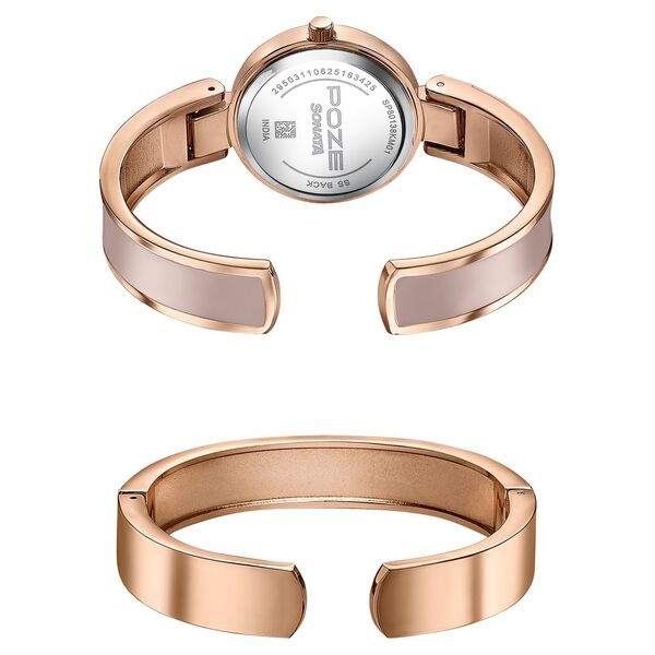 Sonata Poze Quartz Analog Pink Dial Two Toned Kada Strap Watch For Women - image number 6