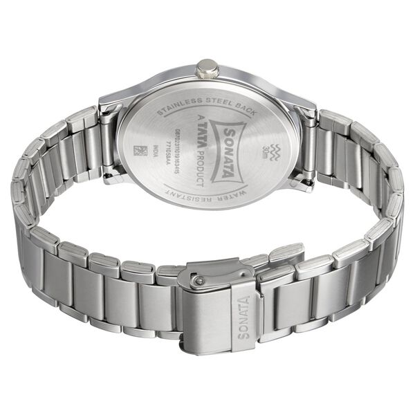 Sonata Smart Plaid Quartz Analog Black Dial Stainless Steel Strap Watch for Men - image number 3