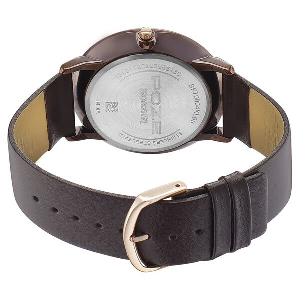 Poze by Sonata Quartz Analog Brown Dial Leather Strap Watch for Men - image number 4