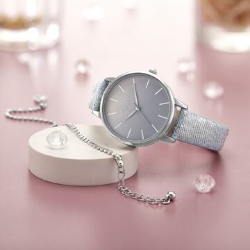 Sonata Poze Quartz Analog Silver Dial Pink Color Leather Strap Watch For Women
