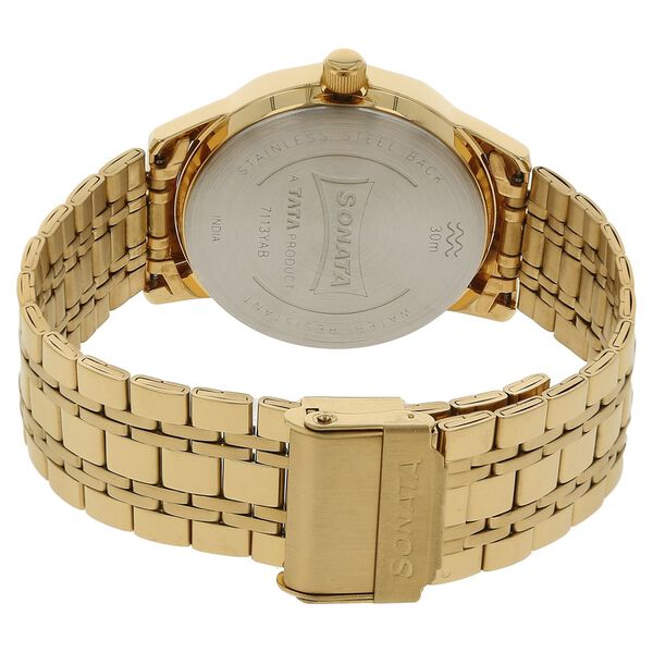 Sonata Quartz Analog Champagne Dial Stainless Steel Strap Watch for Men - image number 3