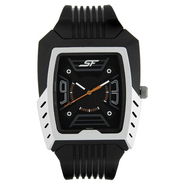 SF Quartz Analog Black Dial Plastic Strap Watch for Men - image number 0