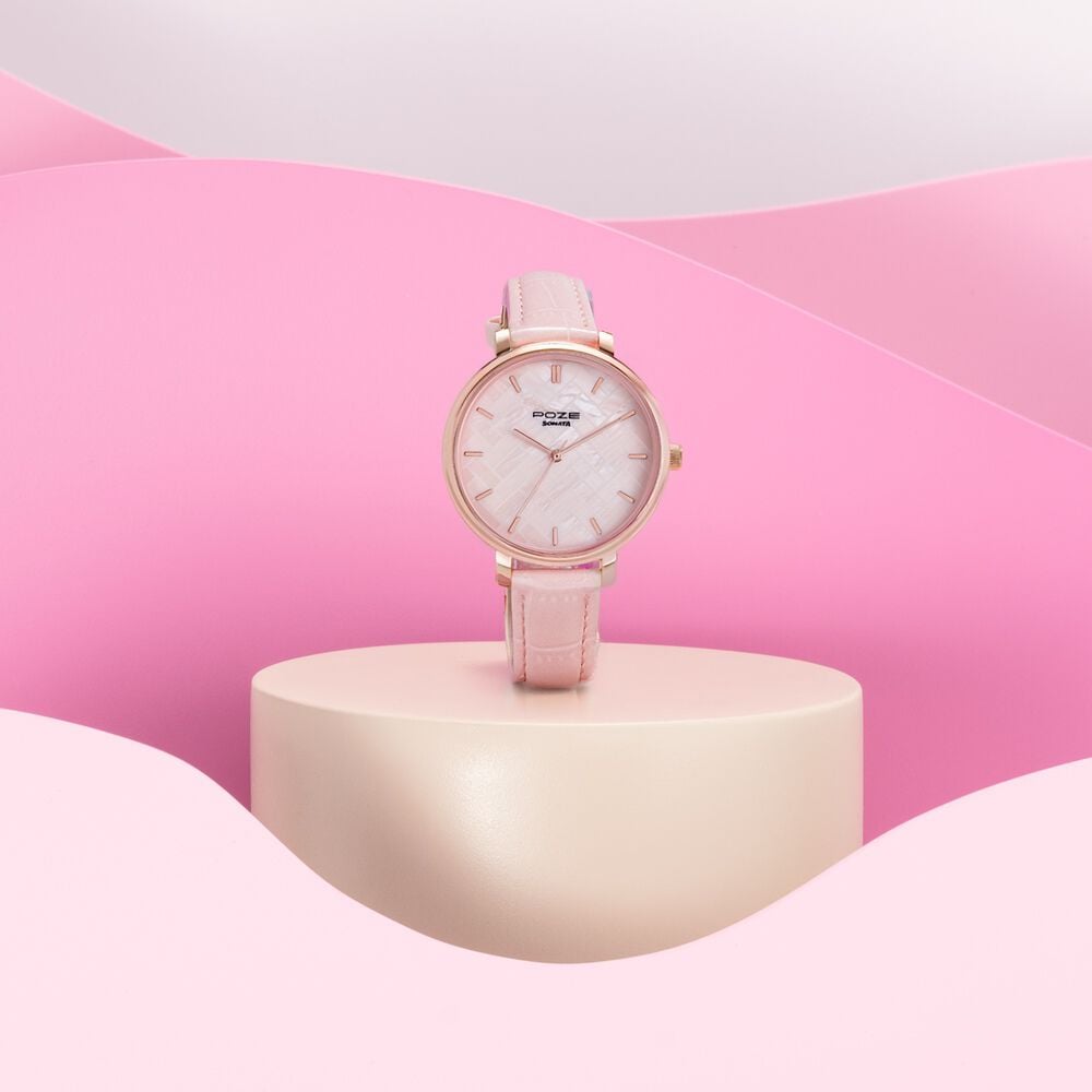 Sonata Poze Quartz Analog Pink Dial Pink Colour Leather Strap Watch For Women-picture-21