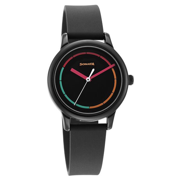 Sonata Splash Black Dial Women Watch With Plastic Strap - image number 0