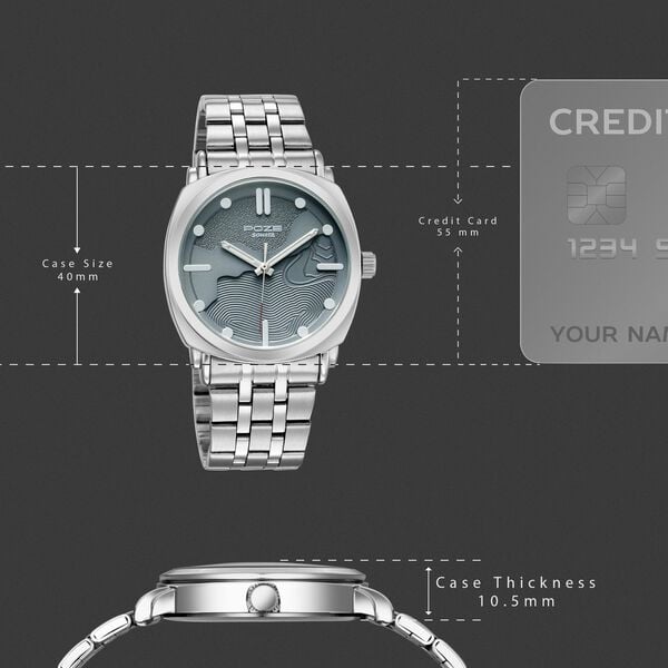 Poze By Sonata Quartz Analog Blue Dial Silver Metal Strap Watch For Men - image number 3