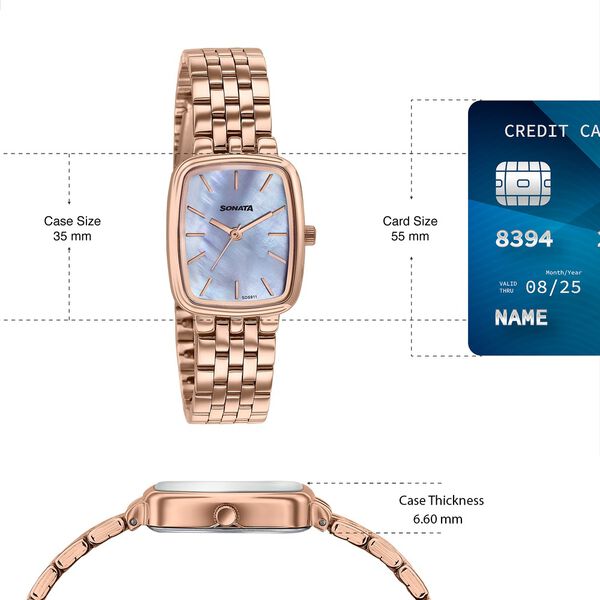 Sonata Festive Quartz Analog Mother Of Pearl Dial Rose Gold Metal Strap Watch For Women - image number 3