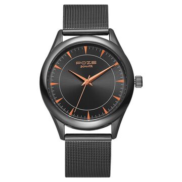 Poze by Sonata Quartz Analog Grey Dial Stainless Steel Strap Watch for Men