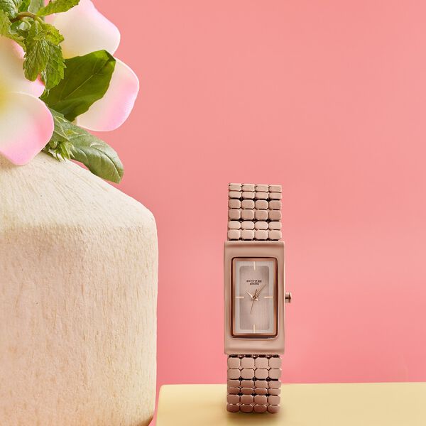 Poze Poze Quartz Analog Rose Gold Dial Rose Gold Metal Strap Watch For Women - image number 0