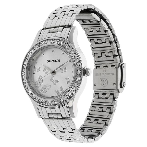 Sonata Quartz Analog Silver Dial Stainless Steel Strap Watch for Women - image number 1