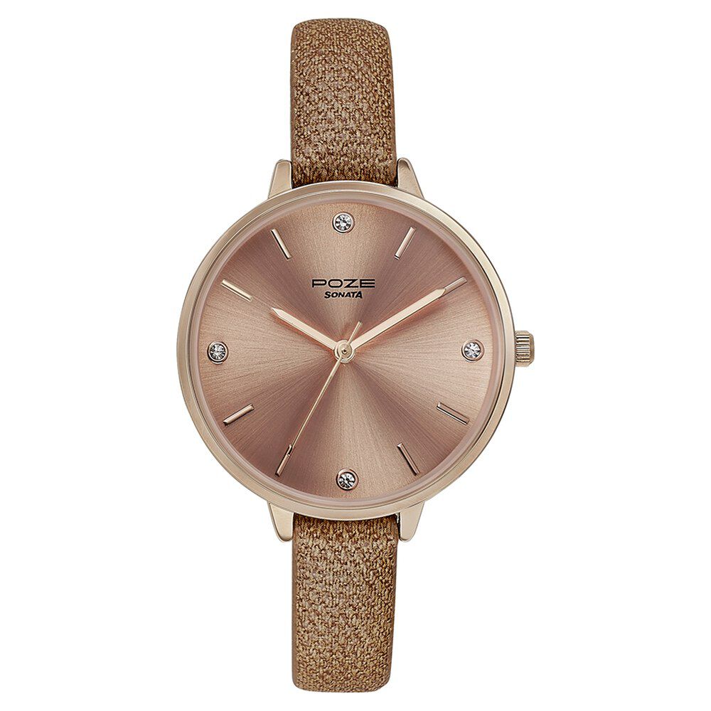 Sonata ladies watch leather strap hot sale