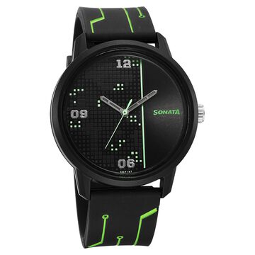 Sonata Volt Quartz Analog Black Dial Polyurethane Strap Watch for Men