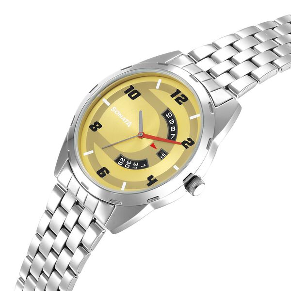 Sonata RPM Champagne Dial Stainless Steel Strap Watch for Men - image number 2
