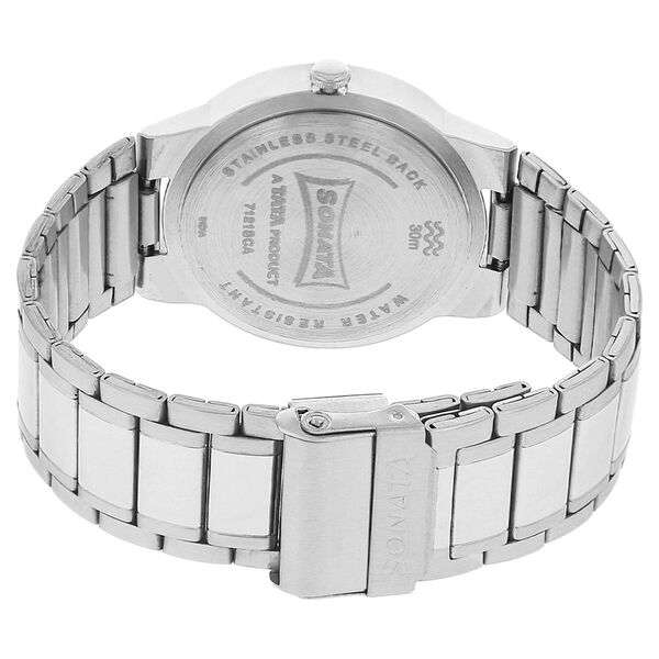 Sonata Quartz Analog with Day and Date Blue Dial Stainless Steel Strap Watch for Men - image number 3