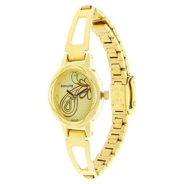Sonata Quartz Analog Champagne Dial Stainless Steel Strap Watch for Women - image number 1