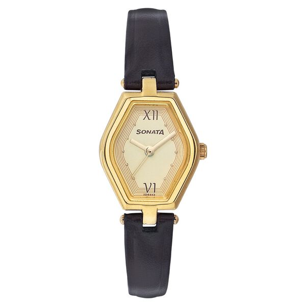 Sonata Quartz Analog Champagne Dial Strap Watch for Women - image number 0