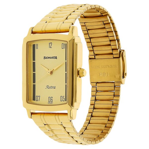 Sonata Quartz Analog Champagne Dial Stainless Steel Strap Watch for Men - image number 1