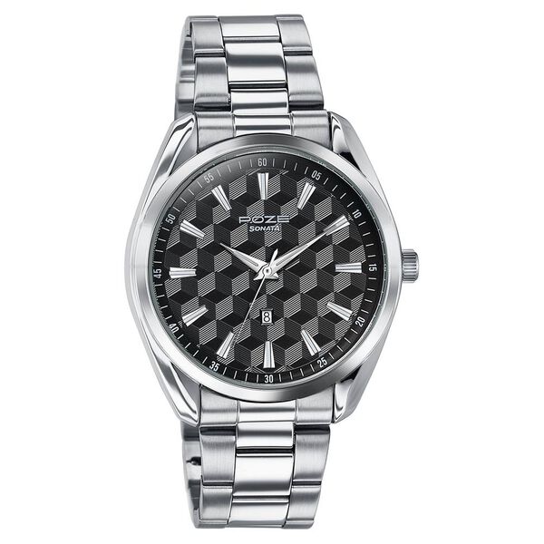 Sonata Poze Quartz Analog Two Toned Dial Silver Colour Stainless Steel Strap Watch For Men - image number 1