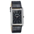 Sonata Ascent Black Rectangular Watch with Black Leather - image number 1