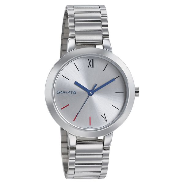 Sonata Quartz Analog Silver Dial Stainless Steel Strap Watch for Women - image number 0