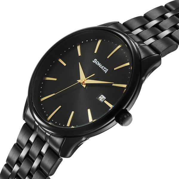 Sonata Eternia Quartz Analog with Date Black Dial Metal Strap Watch For Men - image number 2