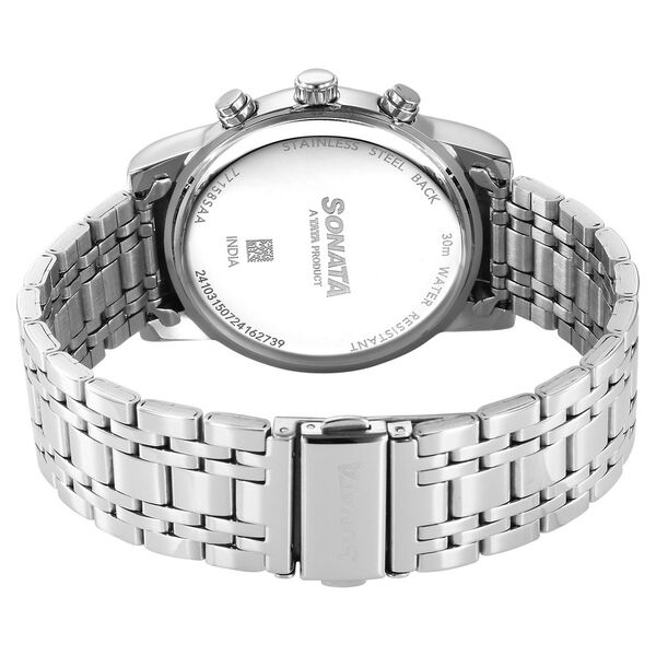 Sonata Wedding Multifunction Blue Dial Stainless Steel Strap Watch For Men - image number 3