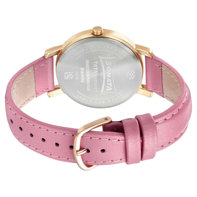 Sonata Play Pink Dial Women Watch With Leather Strap - image number 3