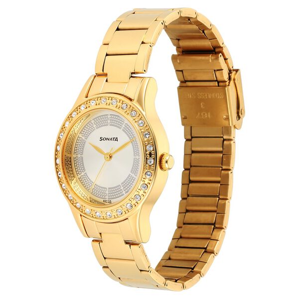 Sonata Quartz Analog Silver Stainless Steel Strap for Women - image number 1