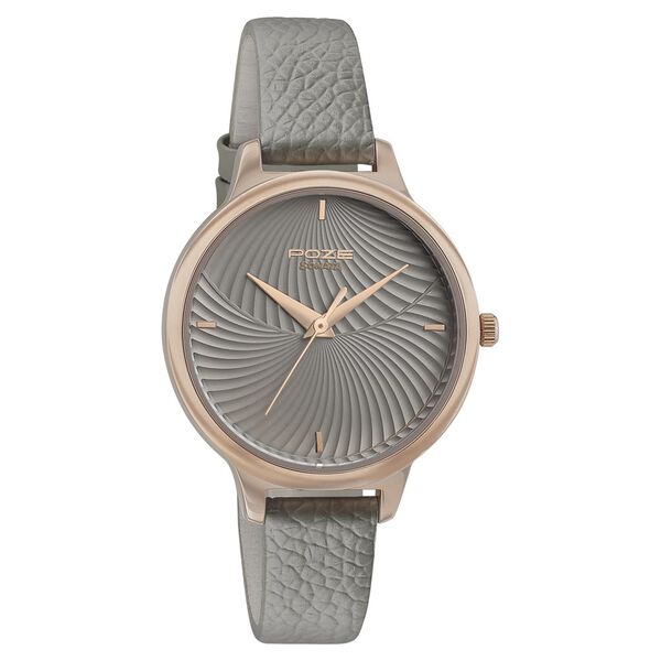 Poze by Sonata Quartz Analog Grey Dial Leather Strap Watch for Women - image number 1