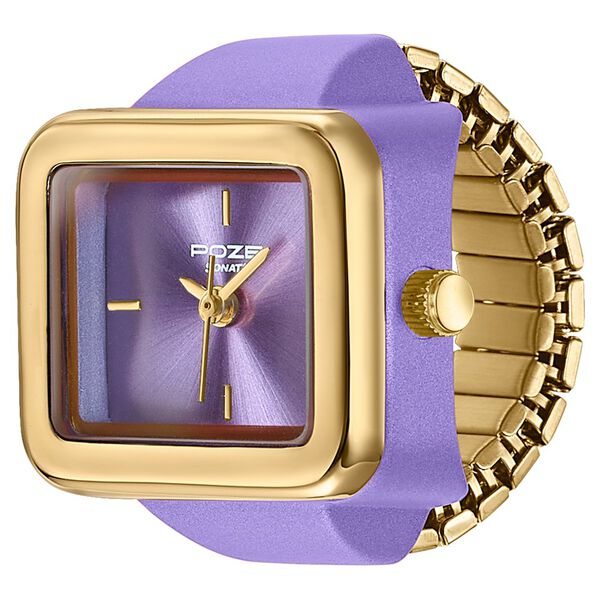Ring Watch By Sonata Quartz Analog Purple Dial Golden Metal Strap Watch For Women - image number 2